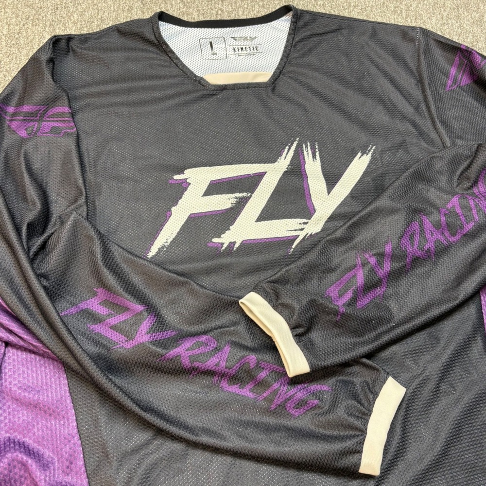 Fly Racing Kinetic Motocross Jersey Mens Large Black Purple MX‎ Off-Road Gear